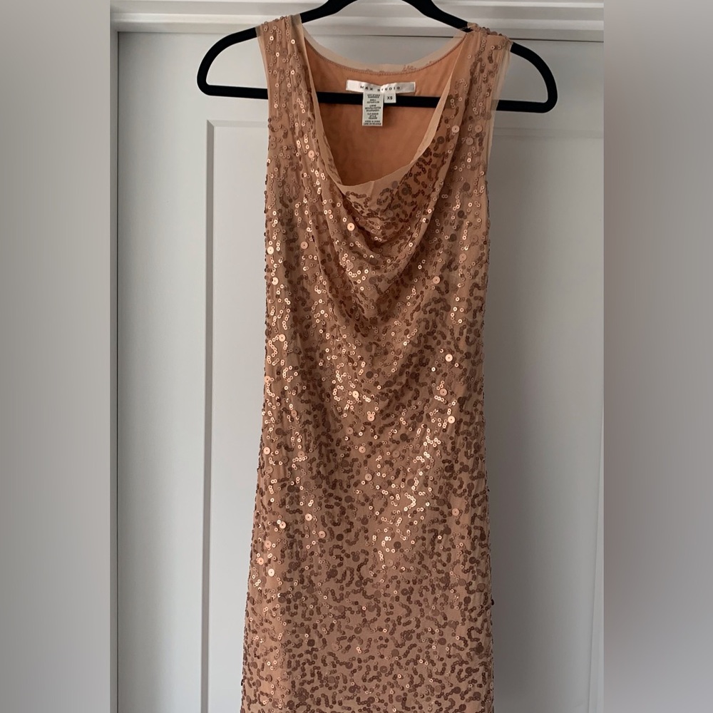 MAX STUDIO Sleeveless Sequin Cowl Neck Dress - Blush